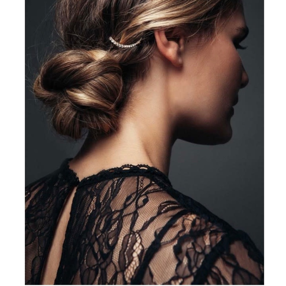 Lelet NY Swarovski Crystal Half Moon Hairpin